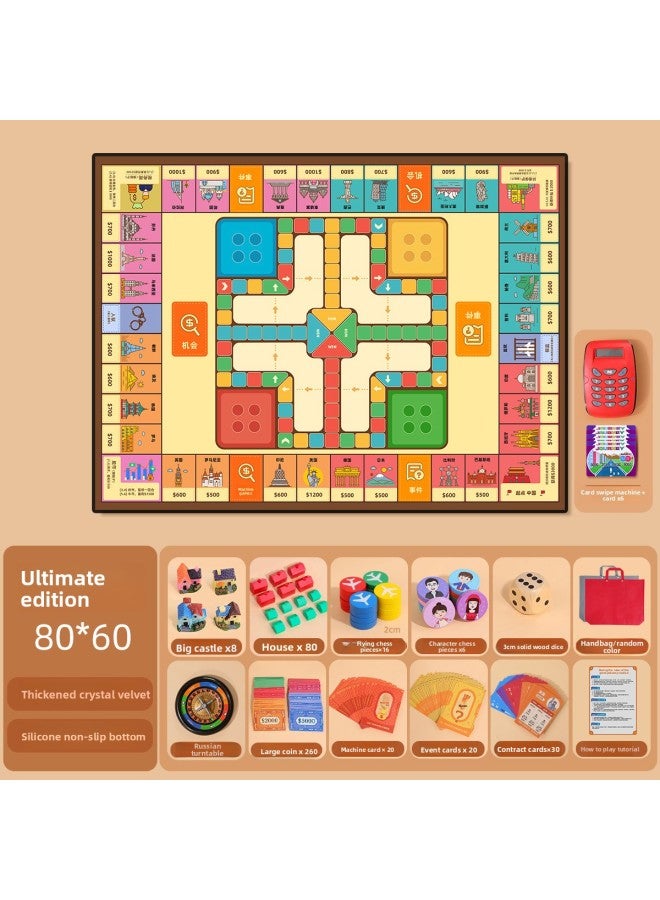 World Tour Deluxe Edition Board Game Children's Adult Game Flying Chess Two-In-One Crystal Velvet Carpet Suitable for All Ages